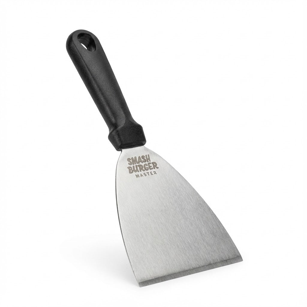 Smashburger Master spatula – RVS burger spatula met zwart handvat voor de perfecte smashburger flip
